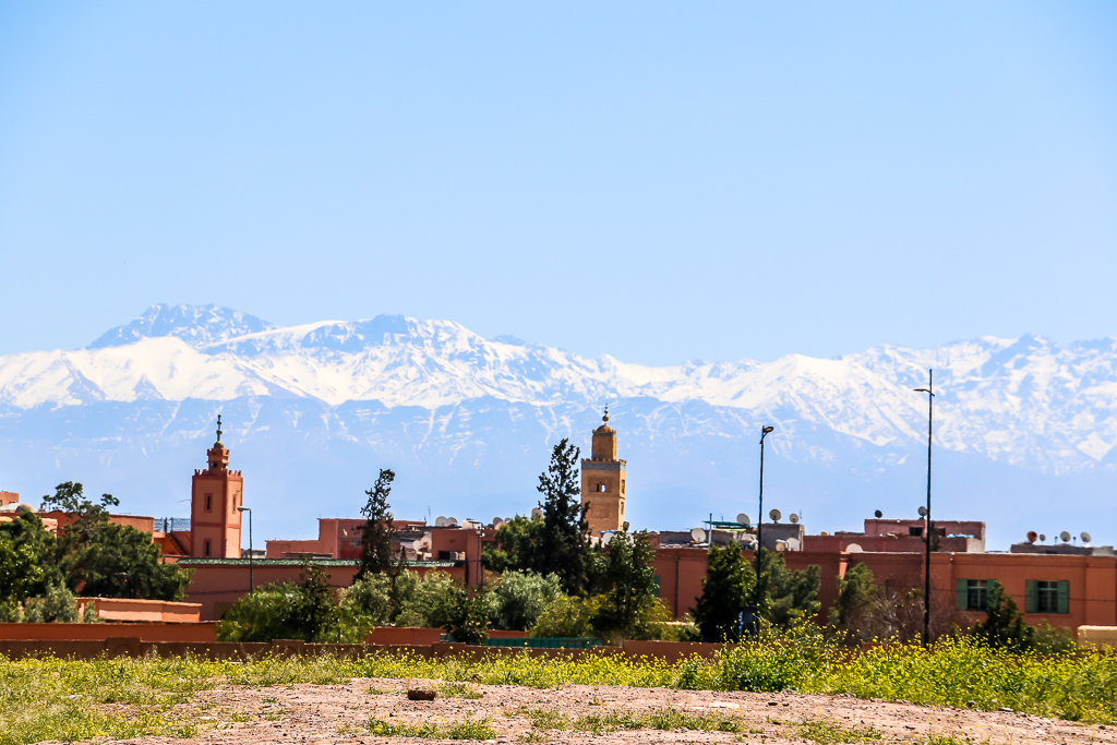 Marrakech with Atlas Mountains in the background