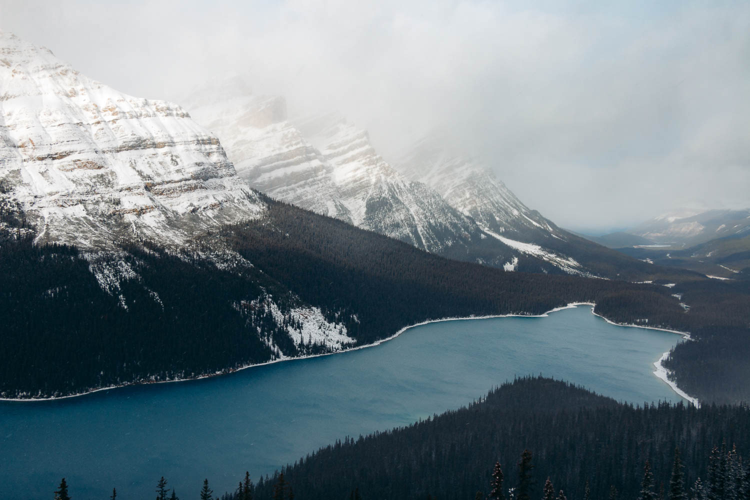 Peyto Lake in winter, Banff - Roads and Destinations