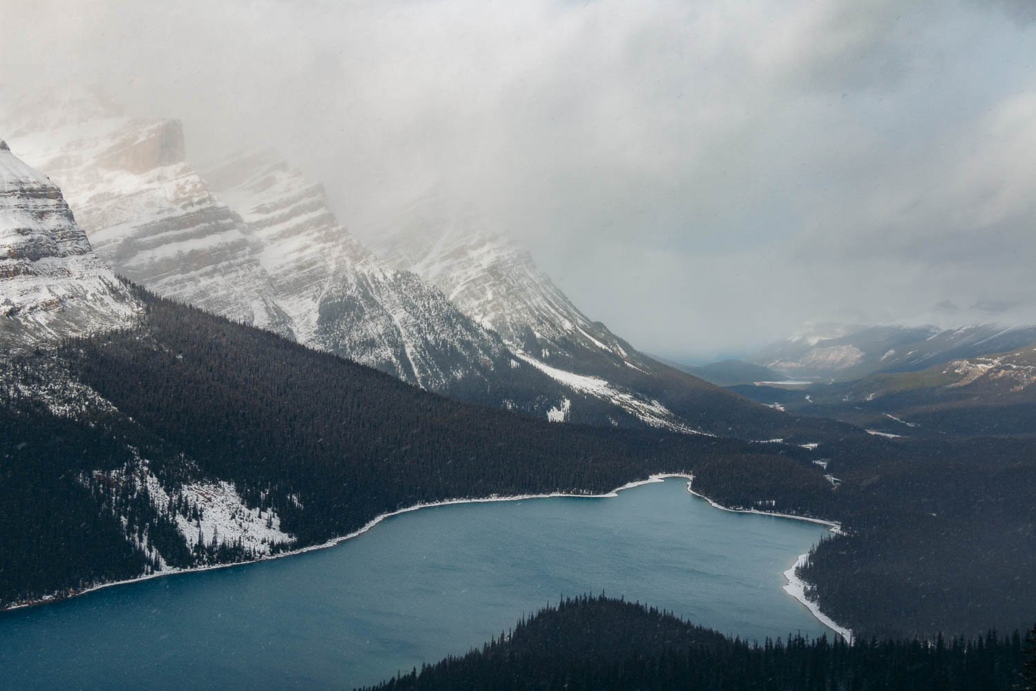 Peyto Lake in winter, Banff - Roads and Destinations